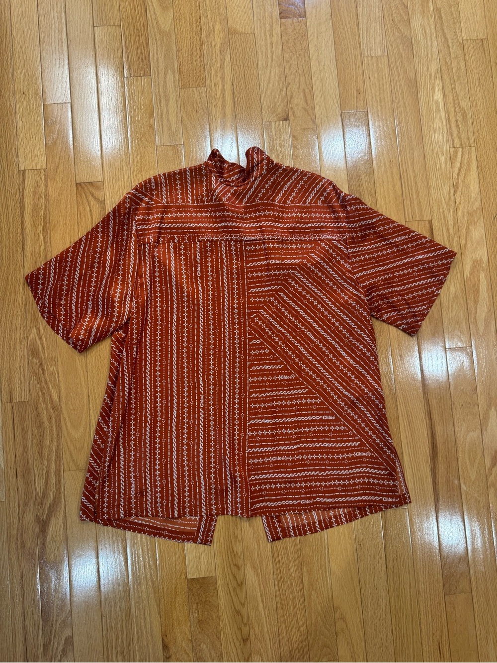 Chloe Umber Patterned Silk Blouse